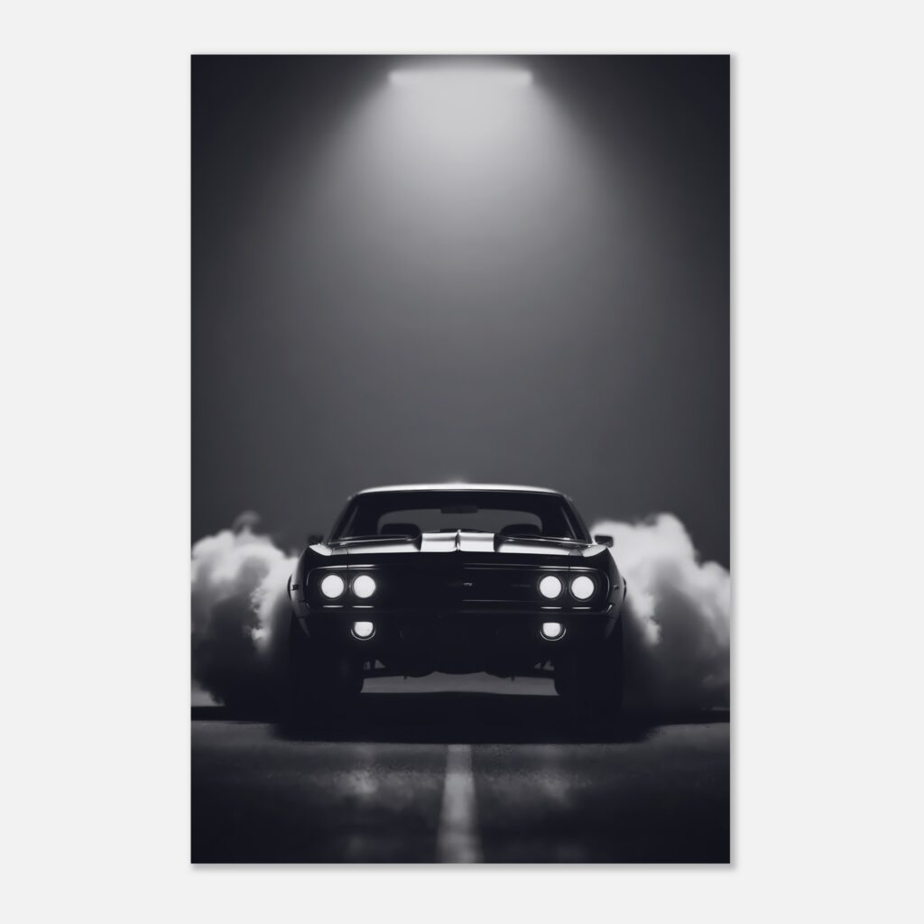 Midnight Burnout – Muscle Car Metal Poster