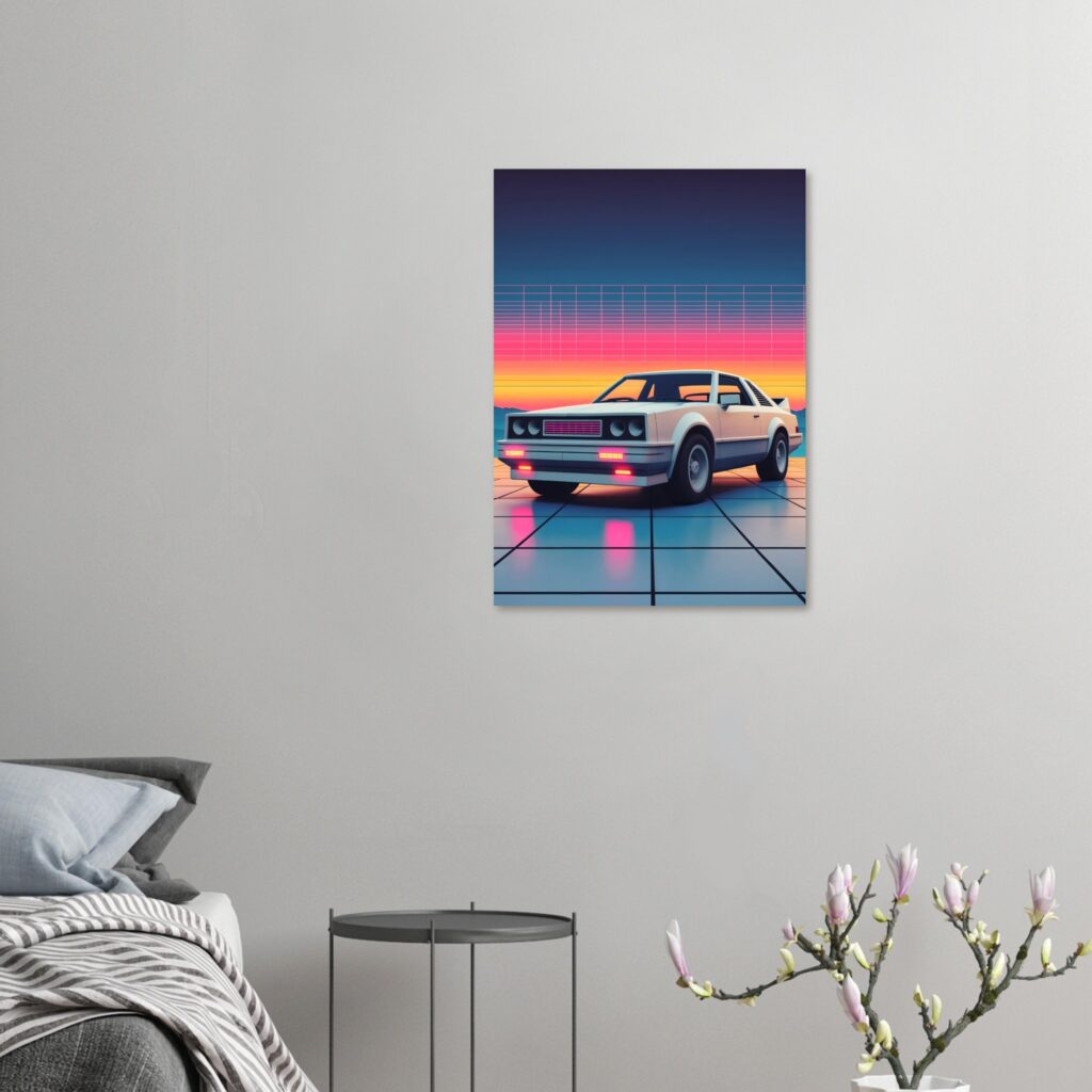 Retro 80s Coupe Grid Dream - Car Metal Poster (Extra Large Size)