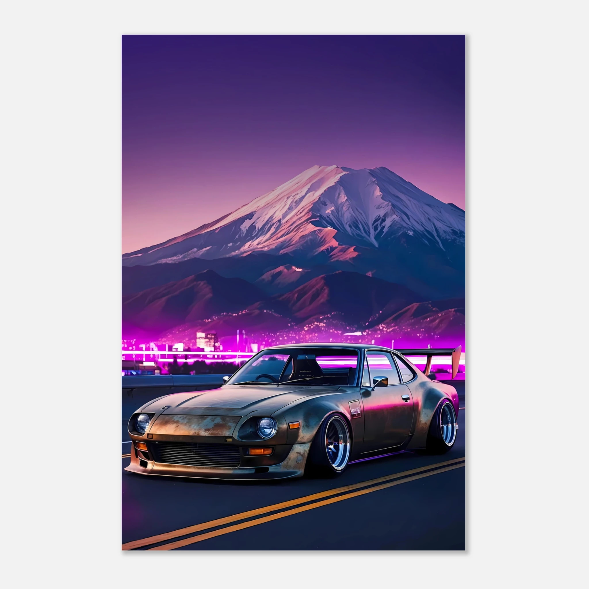 Neon Ascent – Retro JDM Car Metal Print