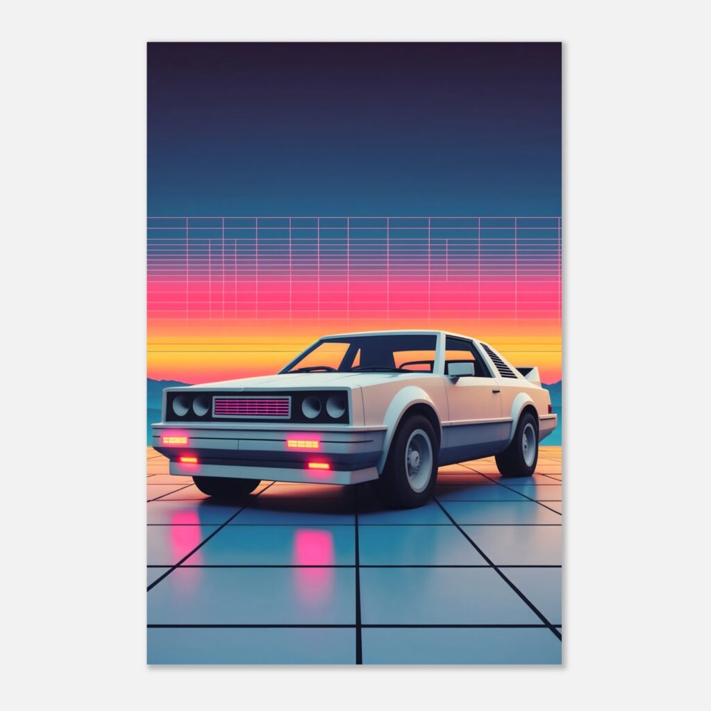 Retro 80s Coupe Grid Dream - Car Metal Poster