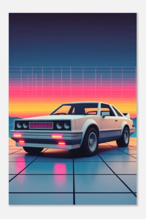Retro 80s Coupe Grid Dream - Car Metal Poster