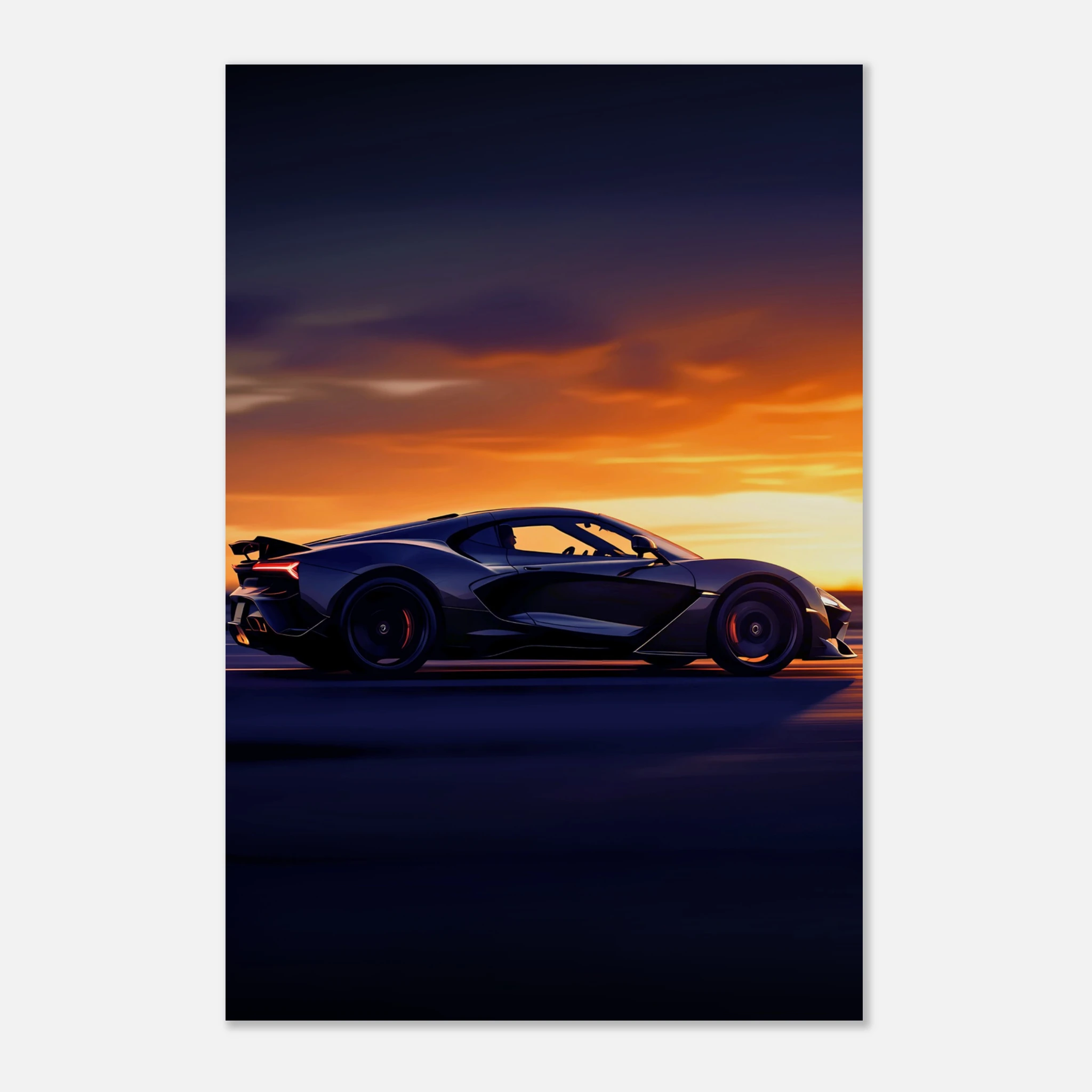 Sunset Velocity – Sports Car Metal Print