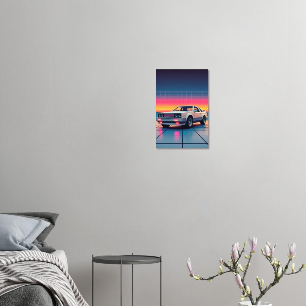 Retro 80s Coupe Grid Dream - Car Metal Poster (Medium Size)