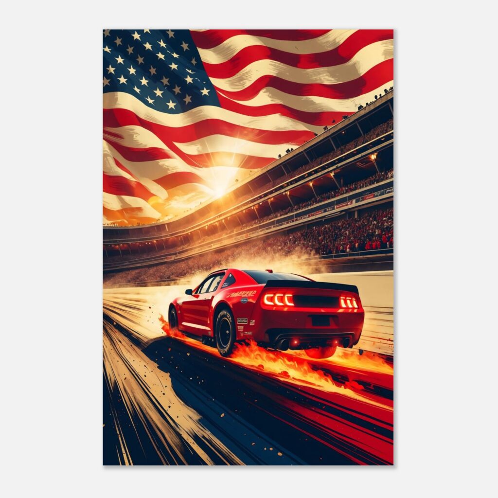 Patriotic Racing Lap Car Metal Print