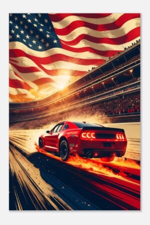 Patriotic Racing Lap Car Metal Print