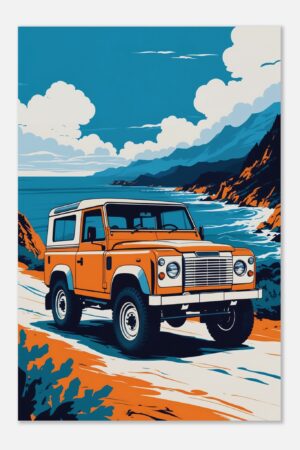 Coastal Orange 4x4 Explorer - Car Metal Poster