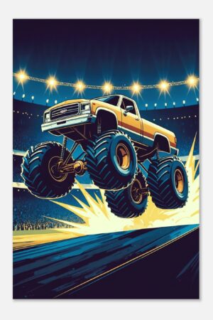 Nighttime Monster Truck Metal Poster