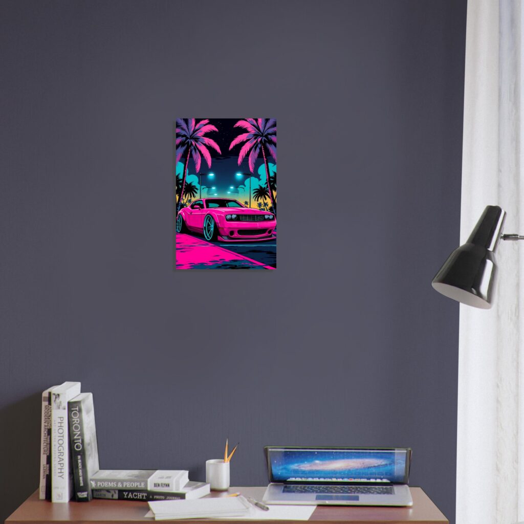 Neon Muscle Car Metal Poster (Medium Size)