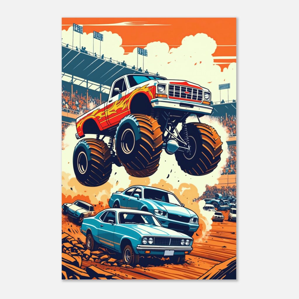 Monster Truck Jump - Metal Poster