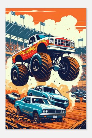 Monster Truck Jump - Metal Poster