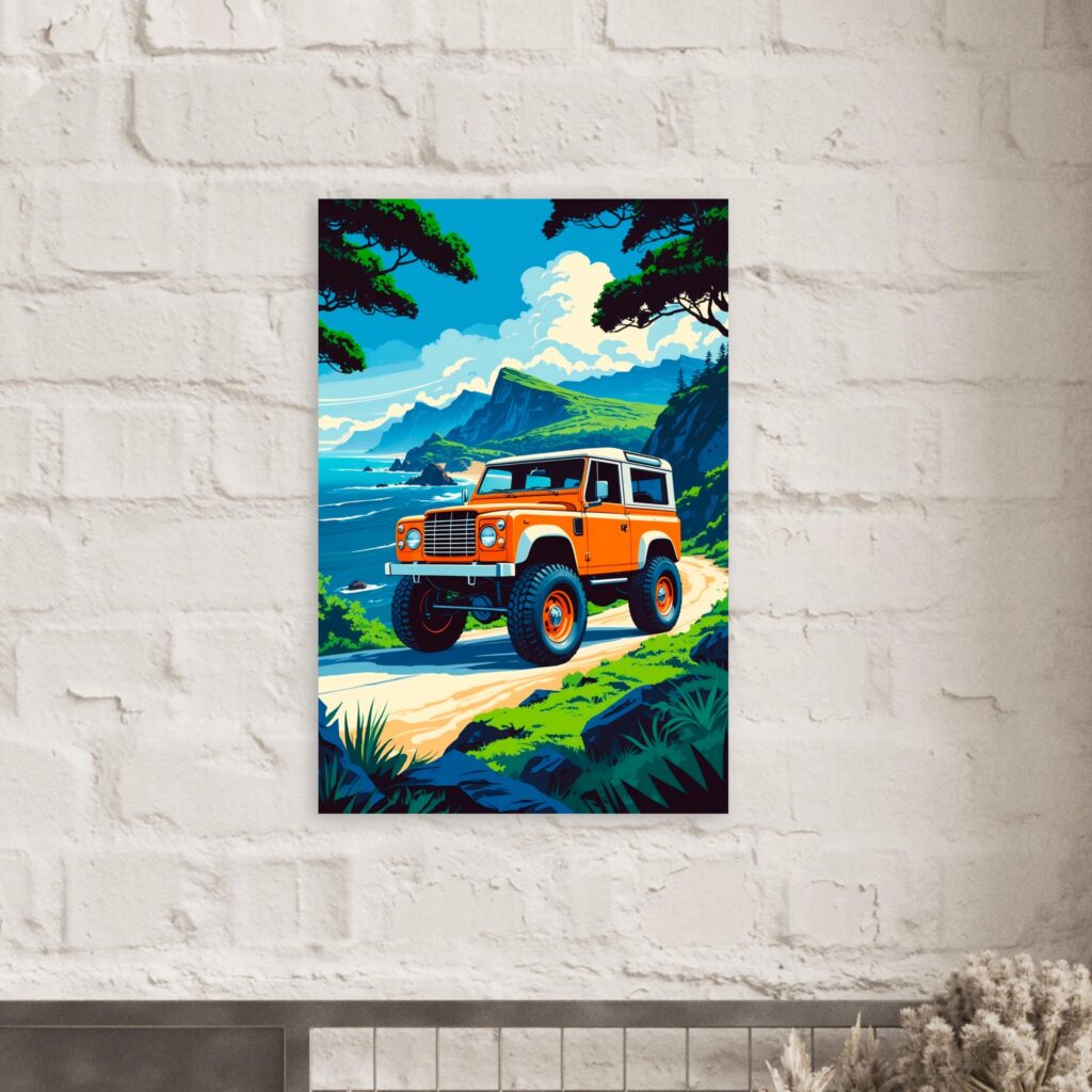 Vibrant Off-Road 4x4 Metal Poster (Brick Wall Mount Example)