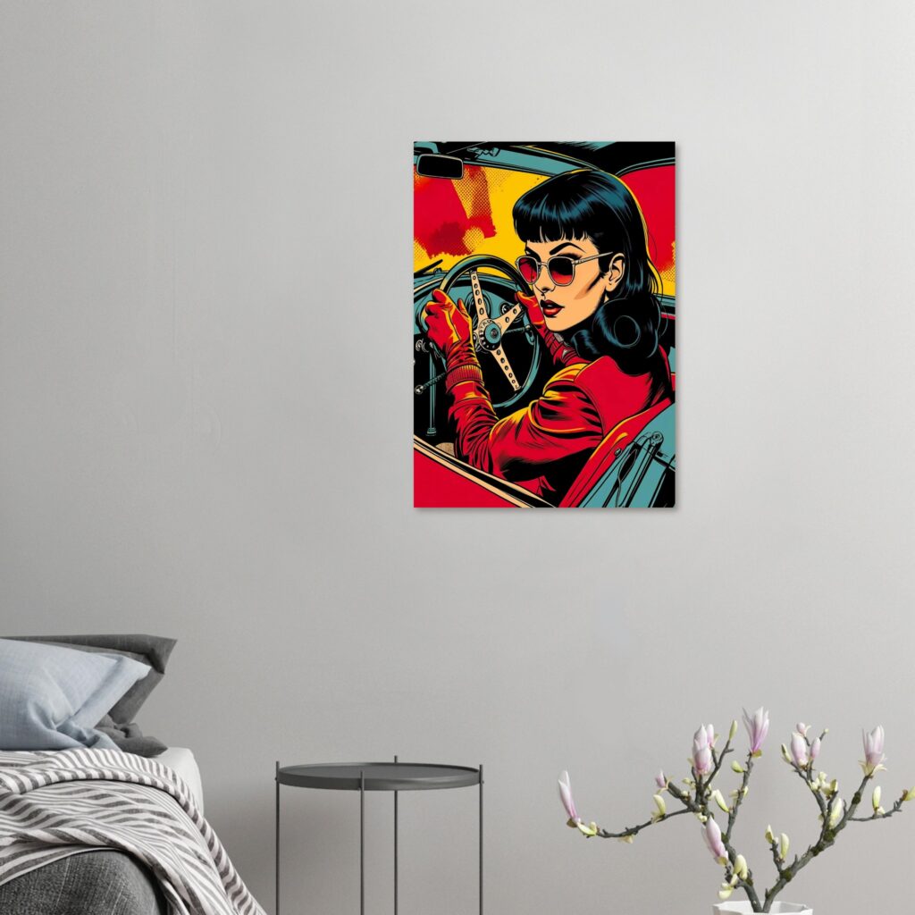 Pop-Art Femme Driver – Car Metal Poster (Large Size)