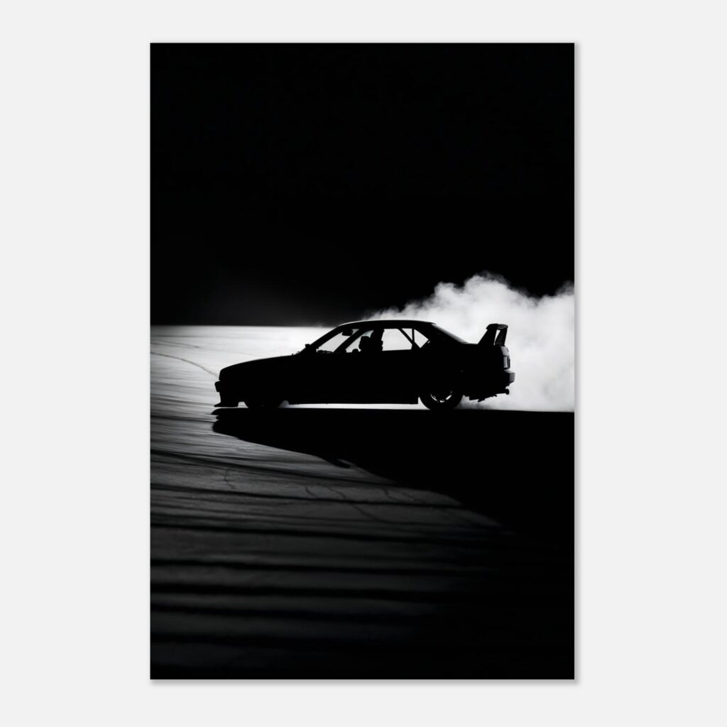 Night Drift Silhouette – Car Metal Print