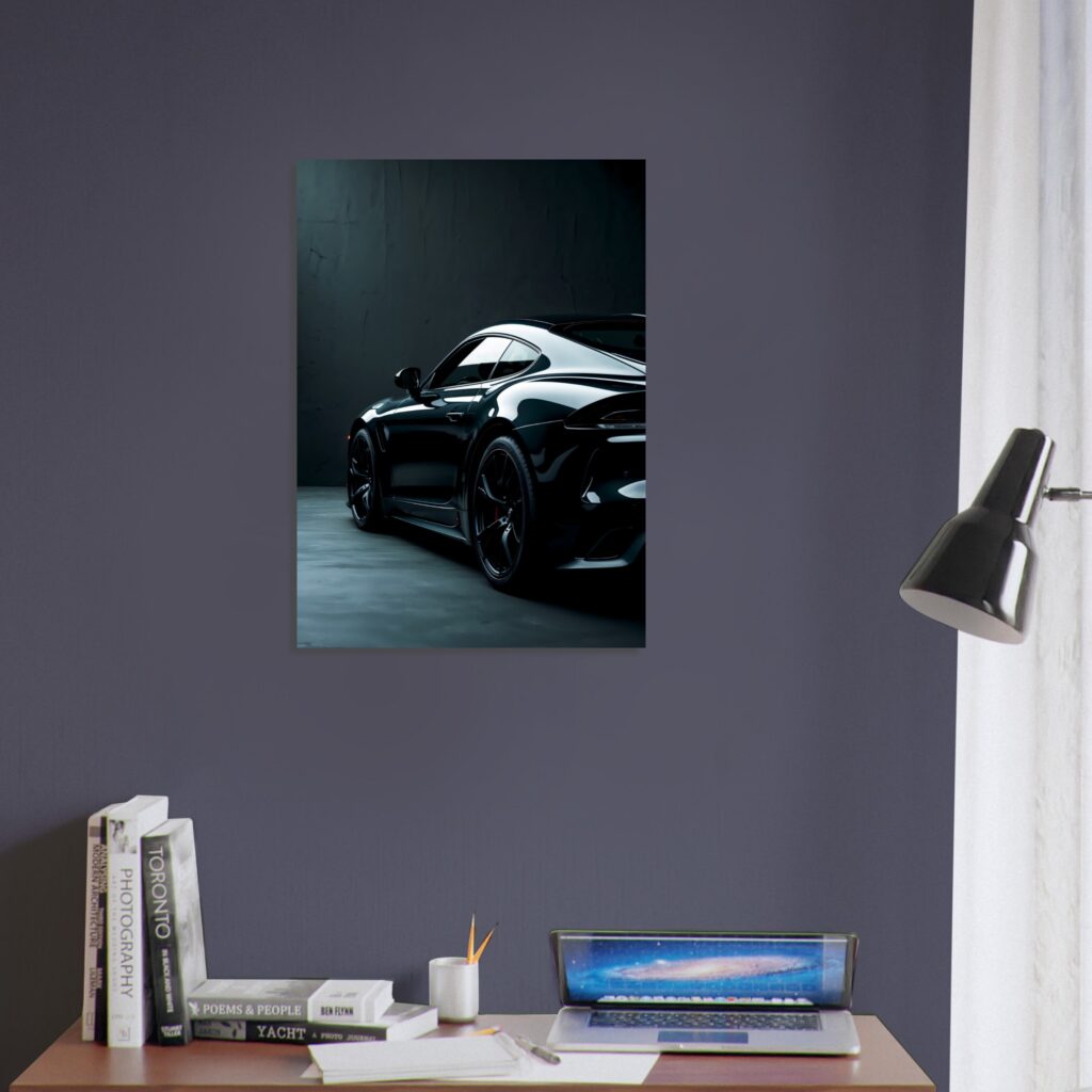 Black Luxury Sports Car Metal Print (Large Size)