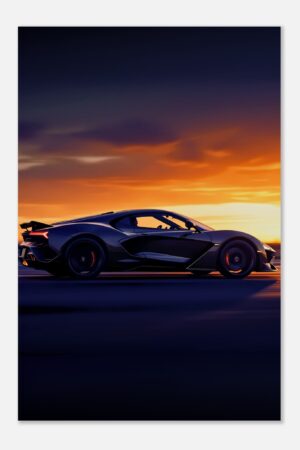 Sunset Velocity – Sports Car Metal Print