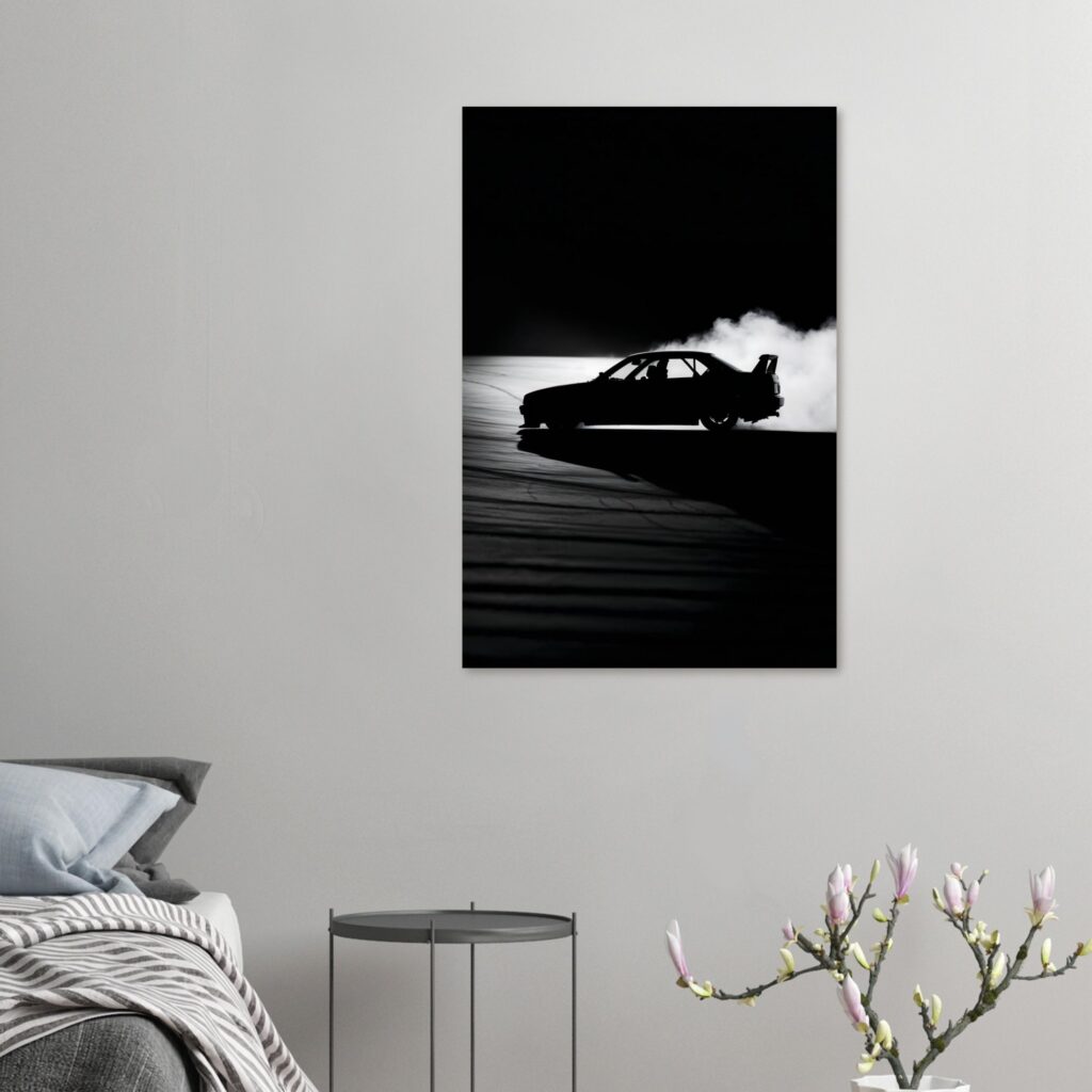 Night Drift Silhouette – Car Metal Print (Extra Large Size)