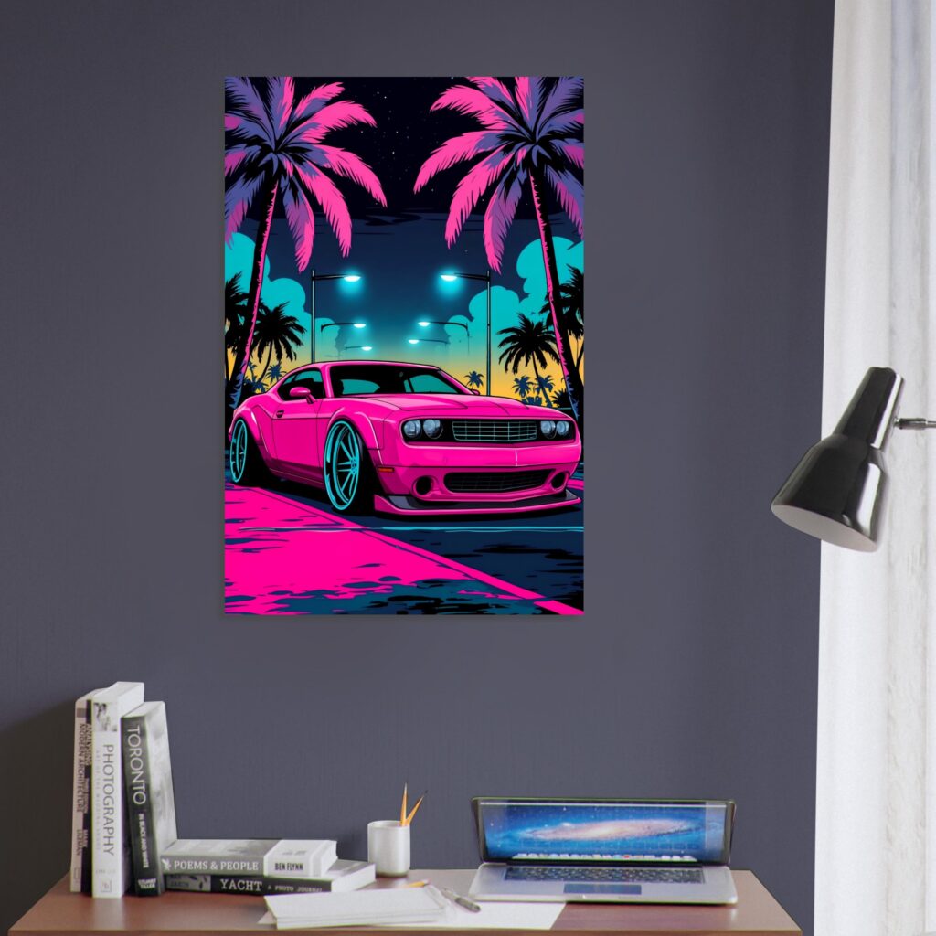 Neon Muscle Car Metal Poster (Extra Large Size)