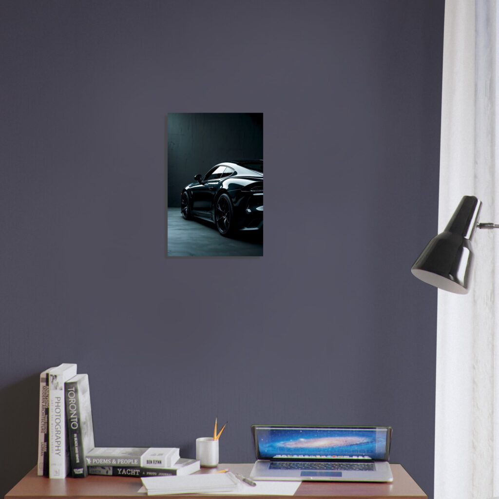 Black Luxury Sports Car Metal Print (Medium Size)