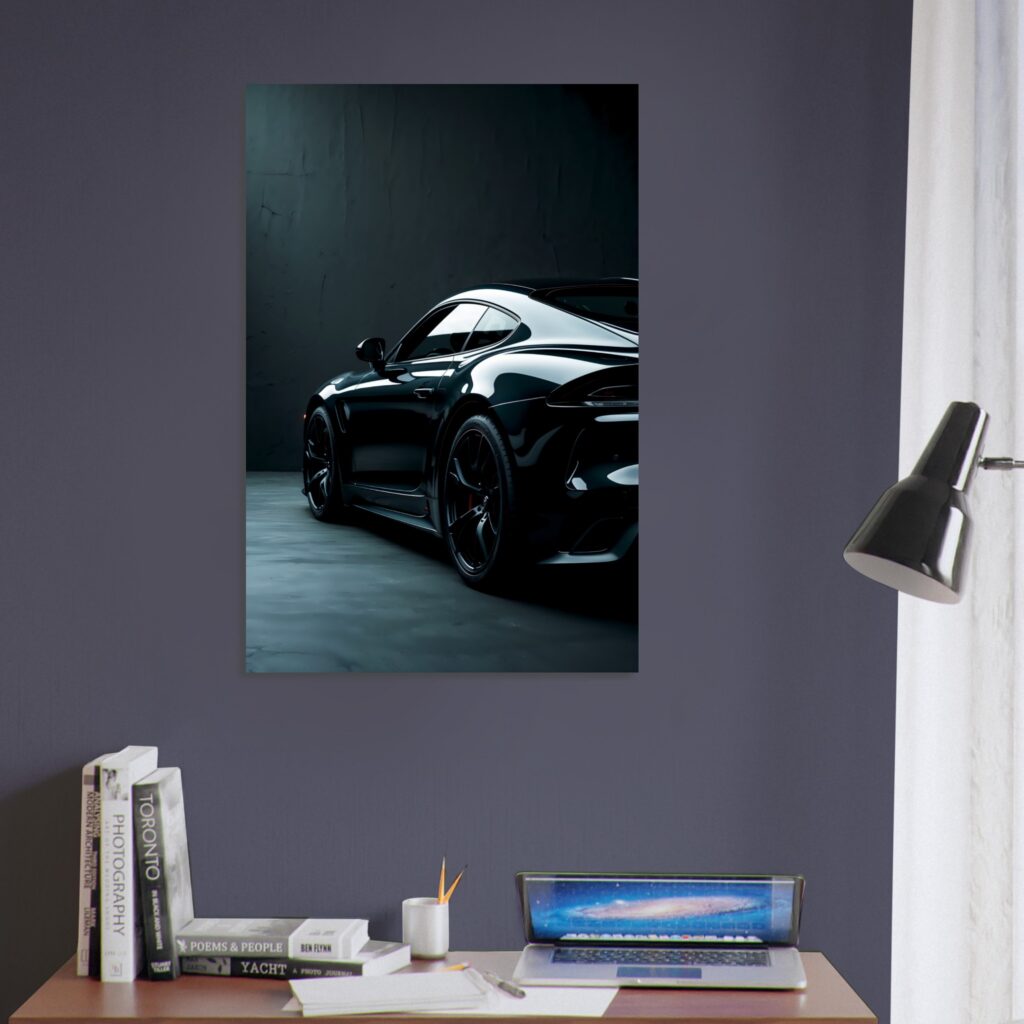 Black Luxury Sports Car Metal Print (Extra Large Size)