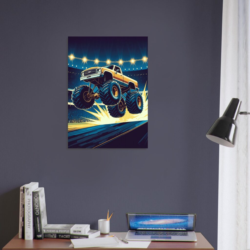 Nighttime Monster Truck Metal Poster (Large Size)
