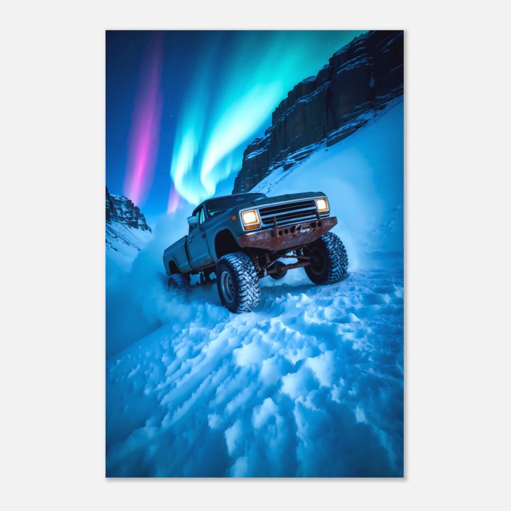 Aurora Snow 4x4 Trek – Car Metal Poster