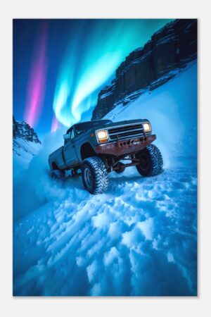 Aurora Snow 4x4 Trek – Car Metal Poster