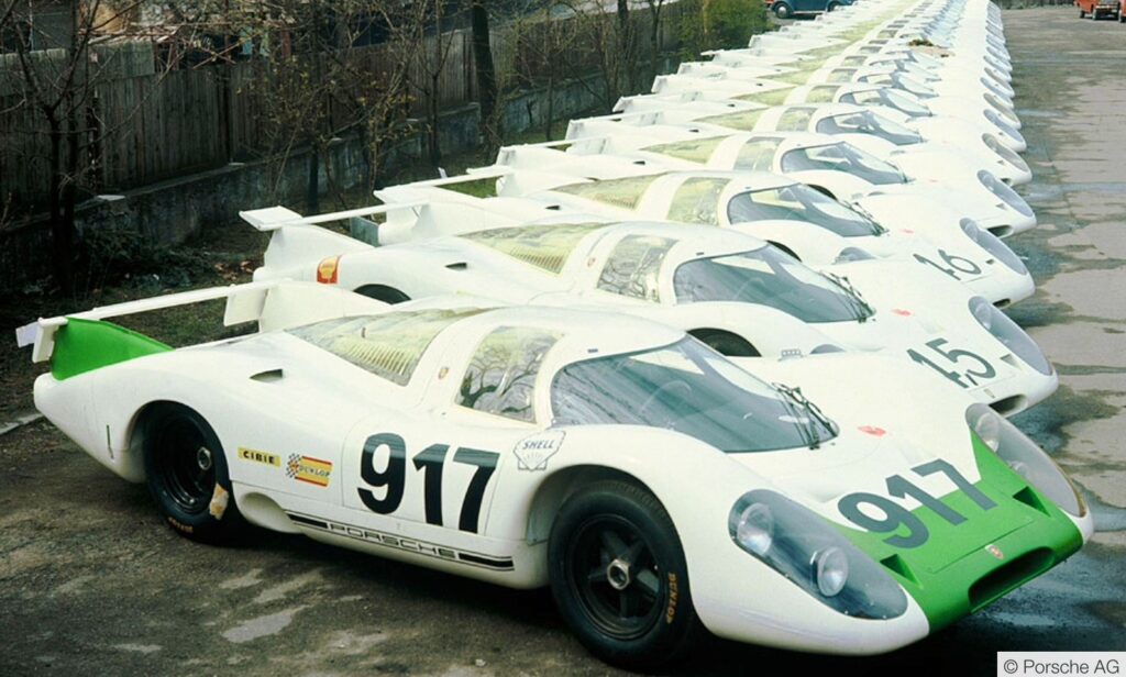 25 Porsche 917 lined up for homologation inspection